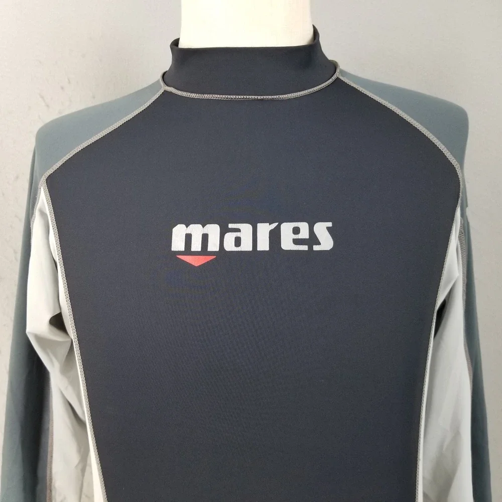 Mares Rash Guard Mens XL Black Long Sleeve Swim Shirt Colorblock Performance